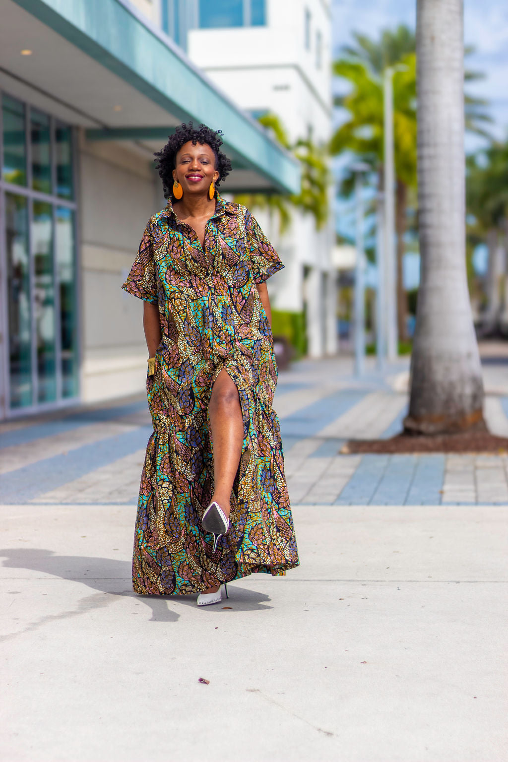 African Print /Ankara/Kitenge Maxi Dress -Purple /Pink/Teal/Black Floral Print Short Sleeved Button Down Long Shirt Dress - Large African Print /Ankara/Kitenge Maxi Dress -Purple /Pink/Teal/Black Floral Print Short Sleeved Button Down Long Shirt Dress - Large