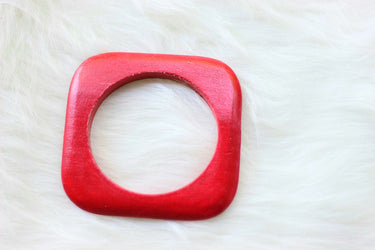African Square Edged Wooden Bangles - Red Painted - Africas Closet