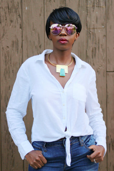 African Custom Brass Statement Necklace - Mraba - Africas Closet