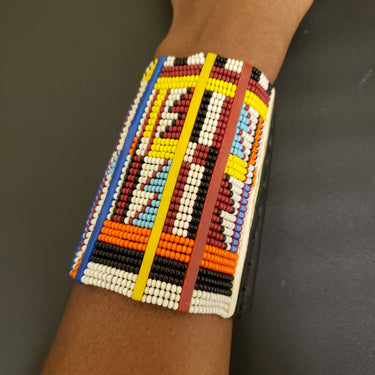 African Maasai Cuff - Multicolored Maasai Beadwork - Africas Closet