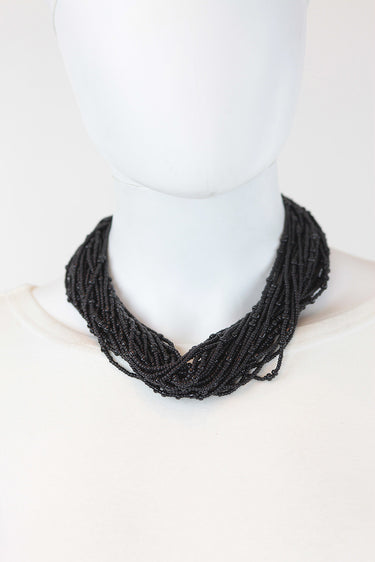 African Maasai Beaded Necklace-Black - Africas Closet