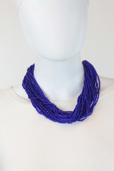 African Maasai Beaded Necklace-Royal Blue - Africas Closet