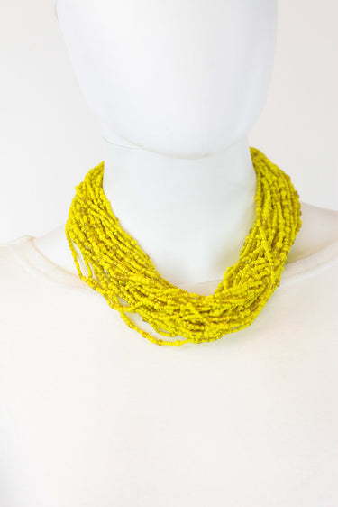 African Maasai Beaded Necklace-Yellow - Africas Closet