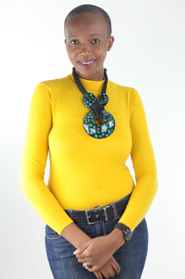 African Statement Necklace -Teal/Black - Africas Closet