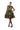 African Print Gathered Midi Dress - Blue/Brown/Green Floral Print - Africas Closet