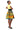 African High-Waisted Midi Flare Skirt - Blue, Yellow and Golden Brown Pyramid Print - Africas Closet