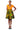 African A-line Midi Flare Skirt -Lime Green and Orange Dice Print - Africas Closet