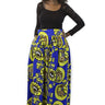 African Maxi Skirt - Floral Blue and Yellow - Africas Closet