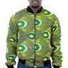 African Bomber Jacket - Blue Green with Yellow Teardrop print - Africas Closet