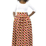 African Maxi Skirt - Concentric Print Red, White and Yellow - Africas Closet