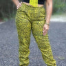 African Print Jogger pants - Yellow/Black Fern Print - Africas Closet