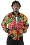 African Bomber Jacket - Blue/Red Swirl Print - Africas Closet