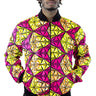 African Bomber Jacket - Pink/Yellow Geometric Print - Africas Closet