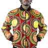 African Bomber Jacket - Red/Yellow Concentric Print - Africas Closet