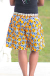 African Print/Kitenge  Beach Shorts-Duo Prints (Blue/Orange Floral Print) - Africas Closet