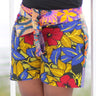 African Print/Kitenge  Beach Shorts-Red/Blue/Gold Double Sided Shorts Geometric Flowers - Africas Closet