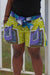 African Print/Kitenge  Beach Shorts-Duo Prints (Blue/Purple Geometric Print ) - Africas Closet