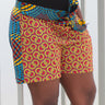 African Print/Kitenge  Beach Shorts-Duo Prints(Red/Blue Concentric Print) - Africas Closet