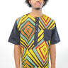 African Print Mens Shirt- Geometric Shirt Squares - Africas Closet