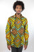African Print Mens Shirt Button-Up Geometric Shirt Squares - Africas Closet