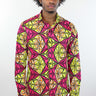African Print Mens Shirt Button-Up Triangle Shirt Pink and Yellow - Africas Closet