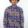 African Print Mens Shirt Button-Up Geometric Seashell - Africas Closet