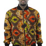 African Bomber Jacket - Green Red Gold Brown Abstract Curves - Africas Closet