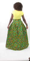 African Maxi Skirt - Vine Floral Yellow and Green - Africas Closet