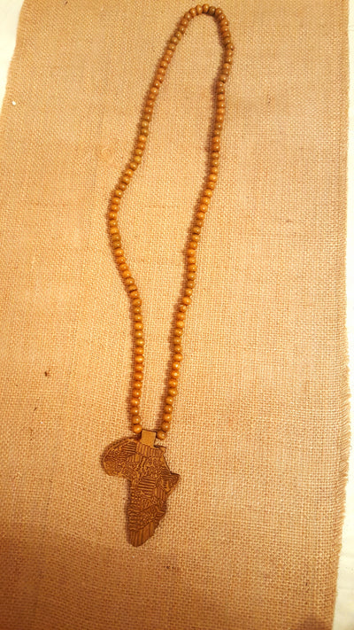 African Wooden Beads Necklace-Map of Africa(Symbolize Unity) - Africas Closet