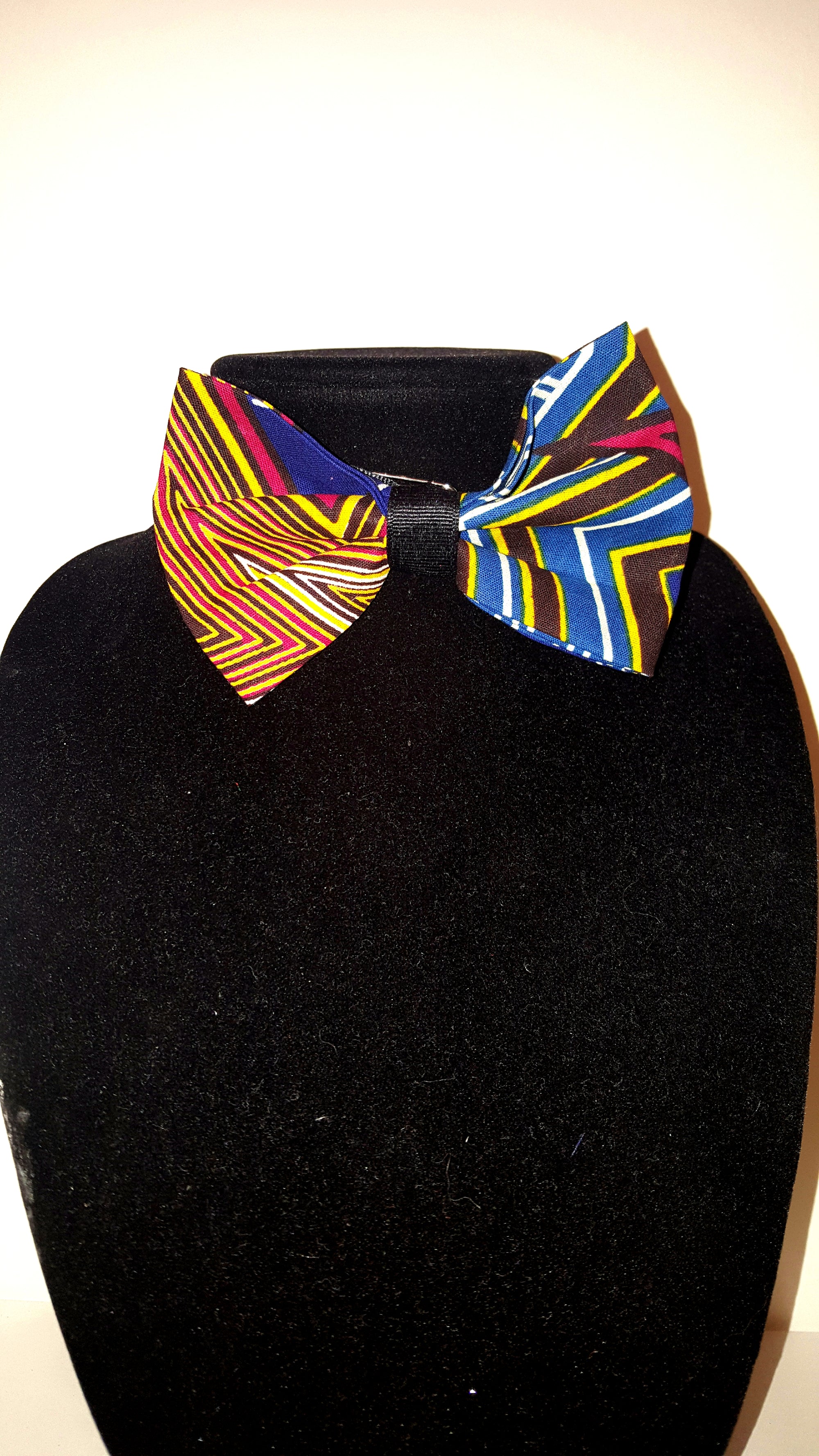 African Clip On Bow Tie-Blue/Yellow - Africas Closet