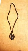 African Wooden Beads Necklace - Black Gye Nyame (Symbol of the Supremacy of God) - Africas Closet