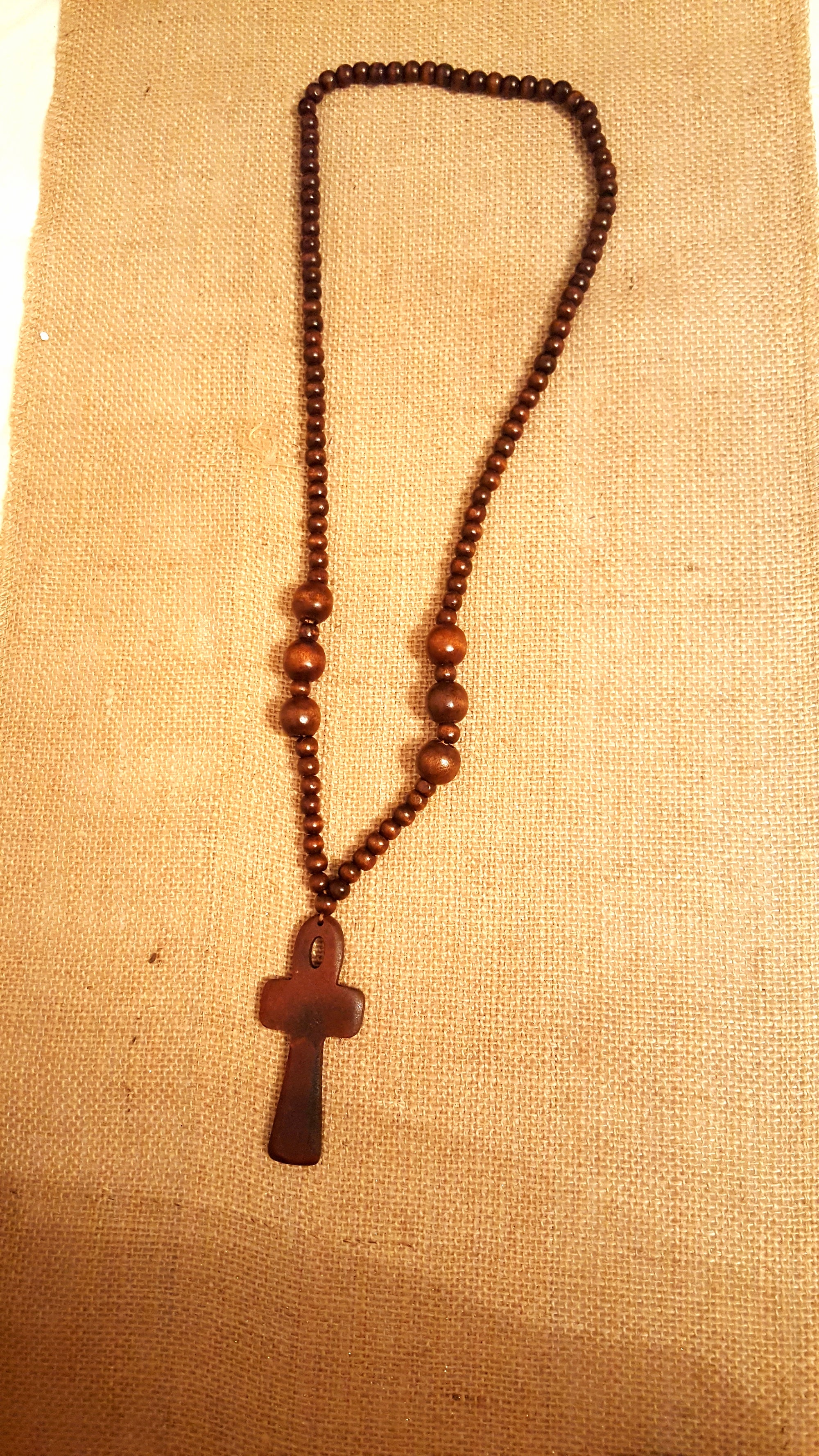 African Wooden Beads Necklace - Ankh (Symbol of Life) - Africas Closet