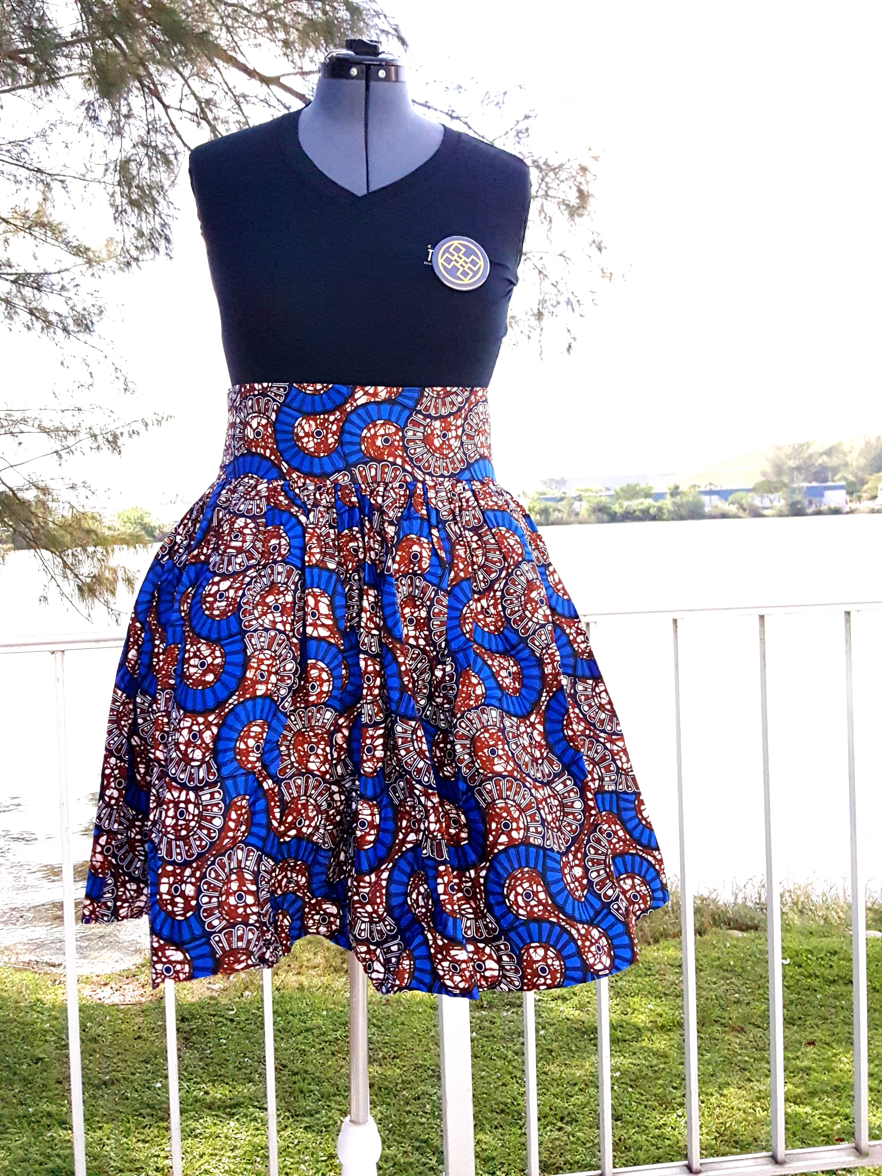 African Print Midi Flare Skirt - Africas Closet