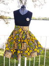 African Print Midi Flare Skirt-Yellow /Lime Green Floral Print - Africas Closet