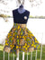 African Print Midi Flare Skirt-Yellow /Lime Green Floral Print - Africas Closet