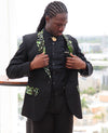 African Mens Blazer Jacket - Green/Black Batik Print - Africas Closet