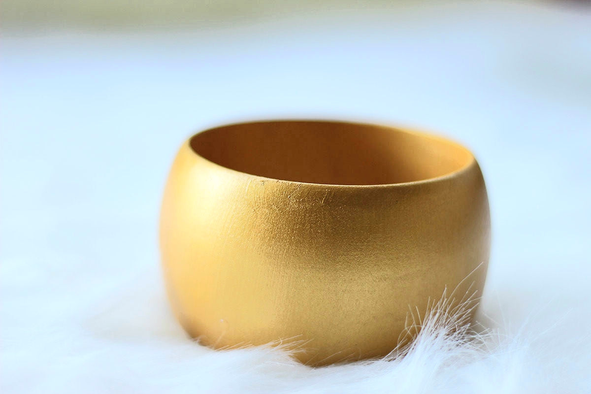 African Wide Wooden Bangles - Gold Painted - Africas Closet