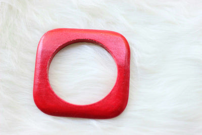 African Square Edged Wooden Bangles - Red Painted - Africas Closet