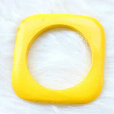 African Square Edged Wooden Bangles - Yellow Painted - Africas Closet