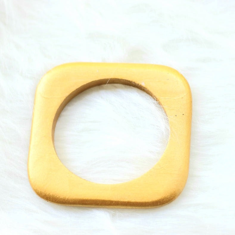 African Square Edged Wooden Bangle - Gold Painted - Africas Closet
