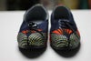 African Print /Ankara Flat Shoes (with laces) Denim detail- Red and Navy Blue Floral Print. - Africas Closet