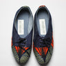 African Print /Ankara Flat Shoes (with laces) Denim detail- Red and Navy Blue Floral Print. - Africas Closet