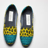 African Print /Ankara Flat Shoes (slip on) - Yellow and Green Animal Print. - Africas Closet