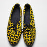 African Print /Ankara Flat Shoes (with laces) - Yellow and Brown Geometric Print. - Africas Closet