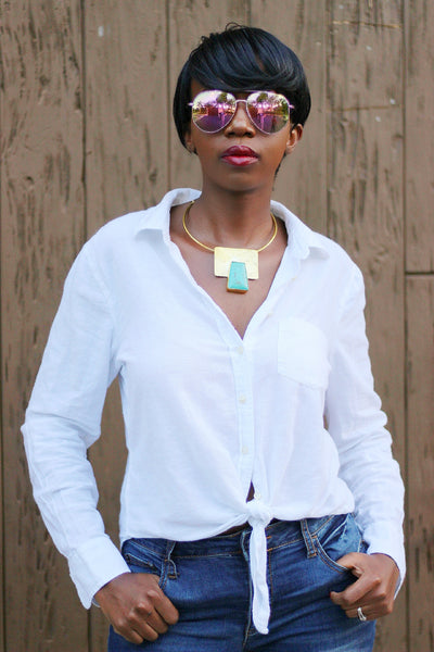 African Custom Brass Statement Necklace - Mraba - Africas Closet