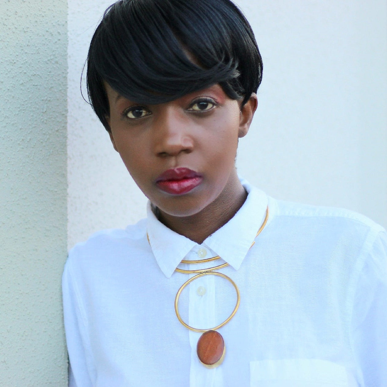 African Custom Brass Statement Necklace - Teo