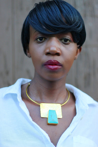 African Custom Brass Statement Necklace - Mraba - Africas Closet