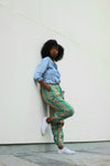 African /Ankara/Kitenge Prints Capri Pant - Green /Orange Geometric Print - Africas Closet