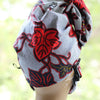 Ankara /African Print Mask (Headwrap Set) -  White/Black / Red Floral Print - Africas Closet