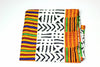 African Print Headwrap (Jumbo) - Orange/Black/White  Kente Print